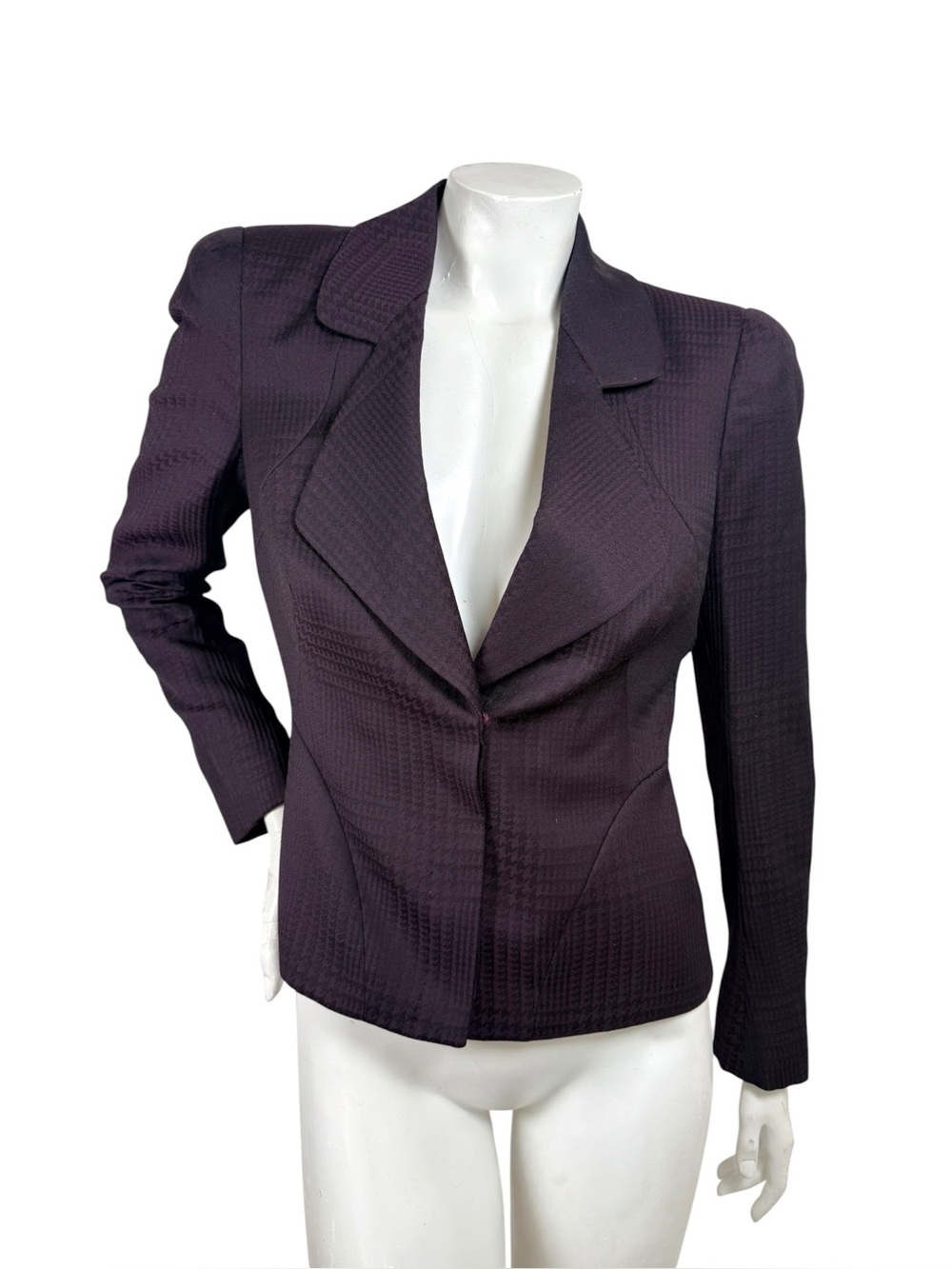 Alexander McQueen Aubergine Jacquard Sculpted Blazer IT44